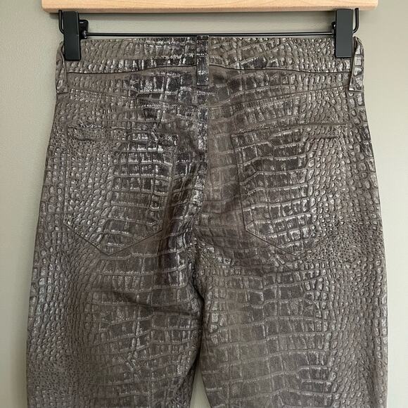 L'AGENCE Margot‎ High Rise Skinny Jeans In Chestnut Black Croc Foil Size 26 - Picture 12 of 16